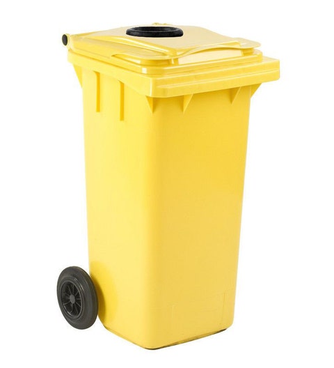 minicontainer 120 liter geel met glasrozet